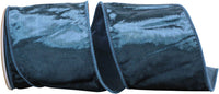 Blue 4 Inch Designer Plush Velvet Elite Wired Edge Ribbon for Wreaths & Bows