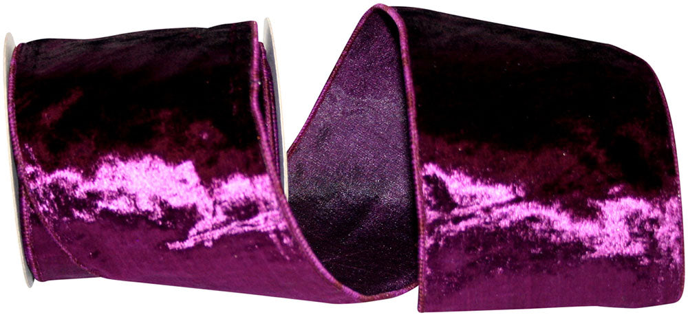 Purple 4 Inch Designer Plush Velvet Elite Wired Edge Ribbon for Wreaths & Bows