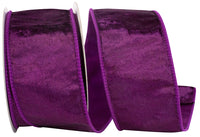 Purple 2-1 2 Inch Designer Plush Velvet Elite Wired Edge Ribbon for Wreaths & Bows