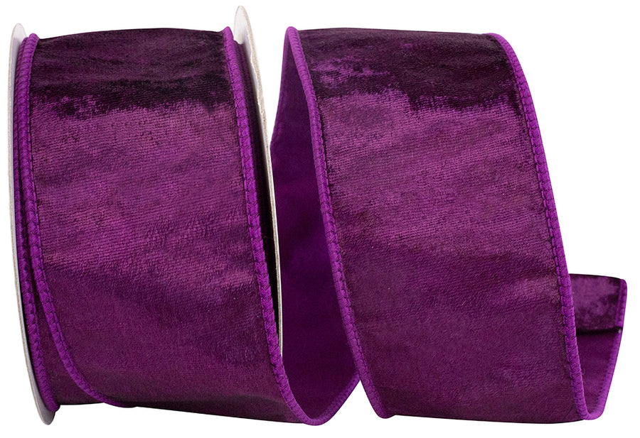 Purple 2-1 2 Inch Designer Plush Velvet Elite Wired Edge Ribbon for Wreaths & Bows