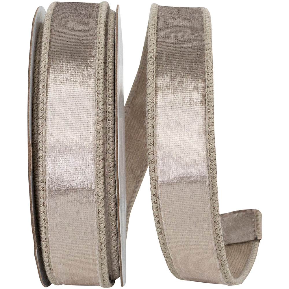 Platinum 1 Inch Designer Plush Velvet Elite Wired Edge Ribbon for Wreaths & Bows