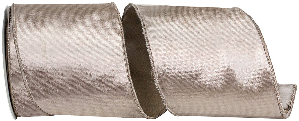 Platinum 4 Inch Designer Plush Velvet Elite Wired Edge Ribbon for Wreaths & Bows