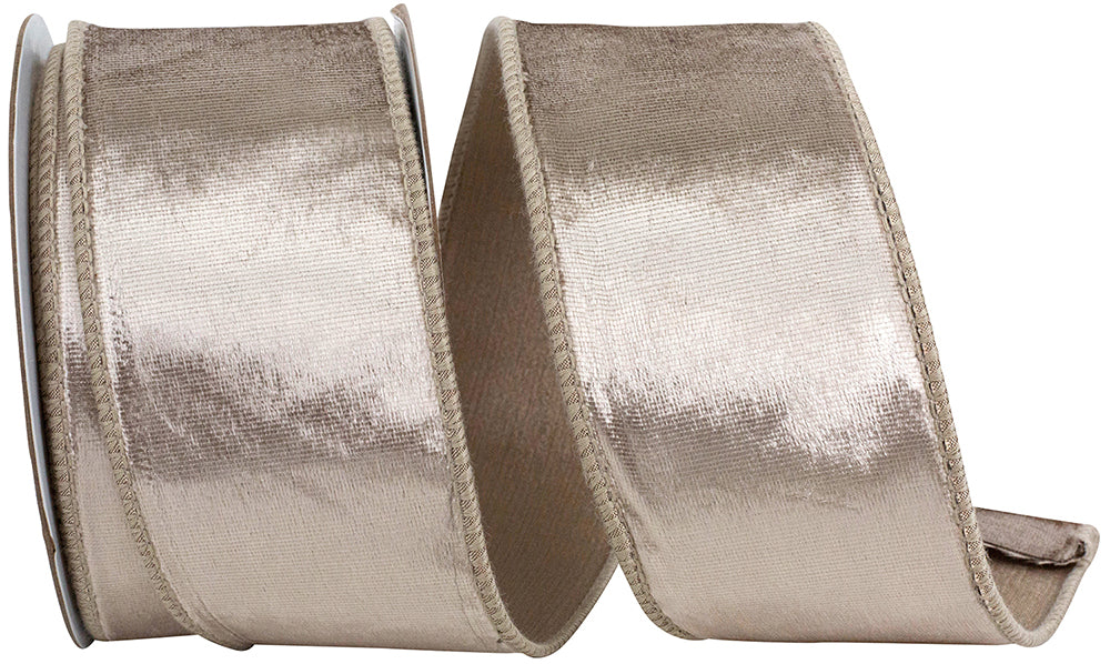 Platinum 2-1 2 Inch Designer Plush Velvet Elite Wired Edge Ribbon for Wreaths & Bows