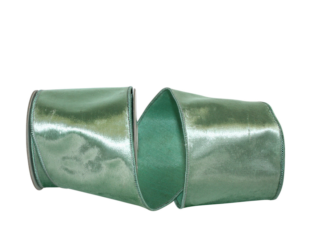 Celadon 4 Inch Designer Plush Velvet Elite Wired Edge Ribbon for Wreaths & Bows