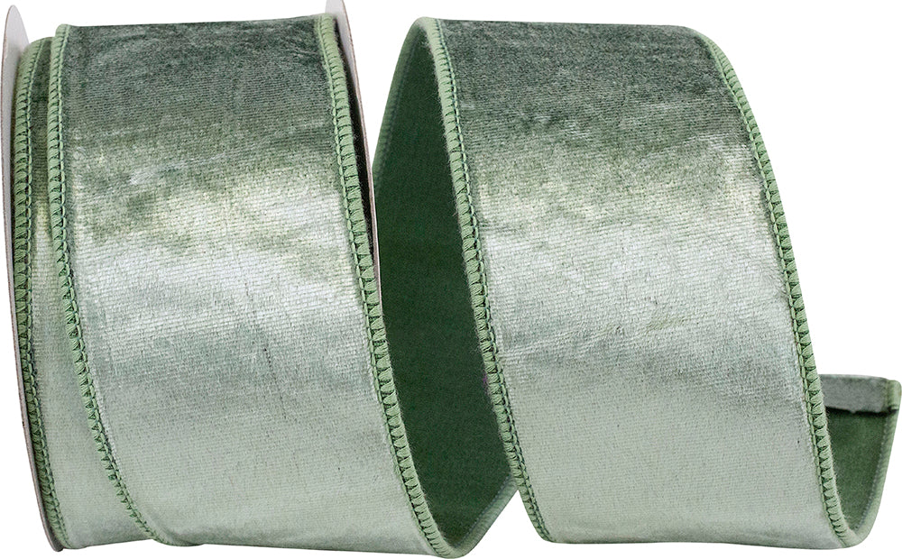 Celadon 2-1 2 Inch Designer Plush Velvet Elite Wired Edge Ribbon for Wreaths & Bows