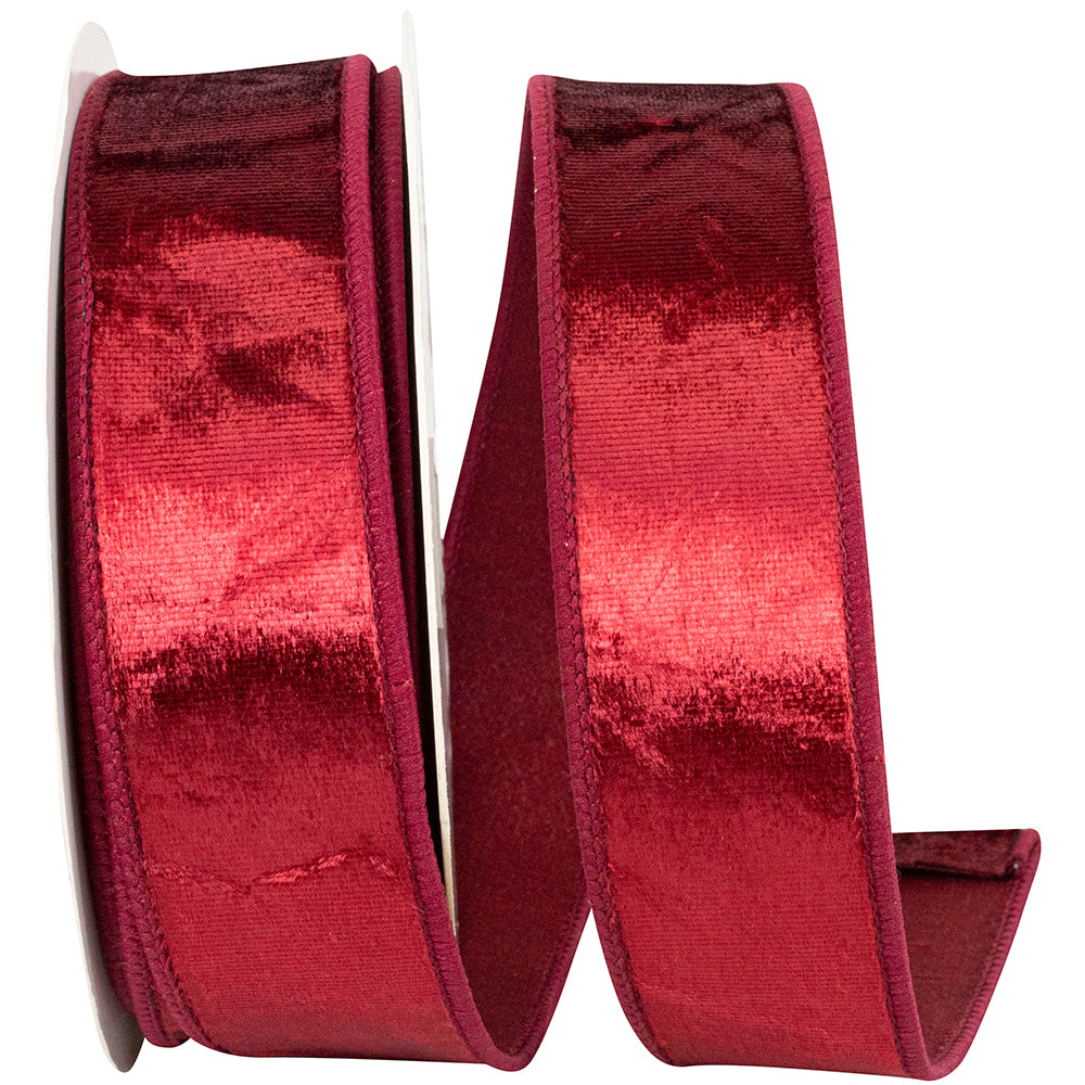 Ruby 1-1 2 Inch Designer Plush Velvet Elite Wired Edge Ribbon for Wreaths & Bows