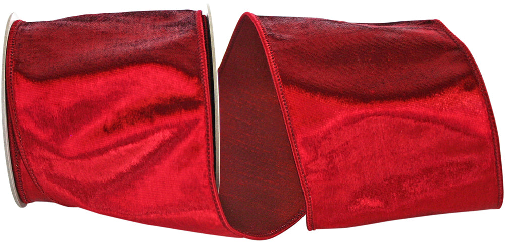 Ruby 4 Inch Designer Plush Velvet Elite Wired Edge Ribbon for Wreaths & Bows