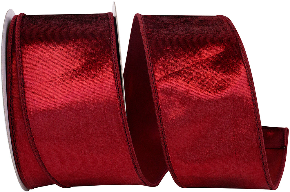 Ruby 2-1 2 Inch Designer Plush Velvet Elite Wired Edge Ribbon for Wreaths & Bows