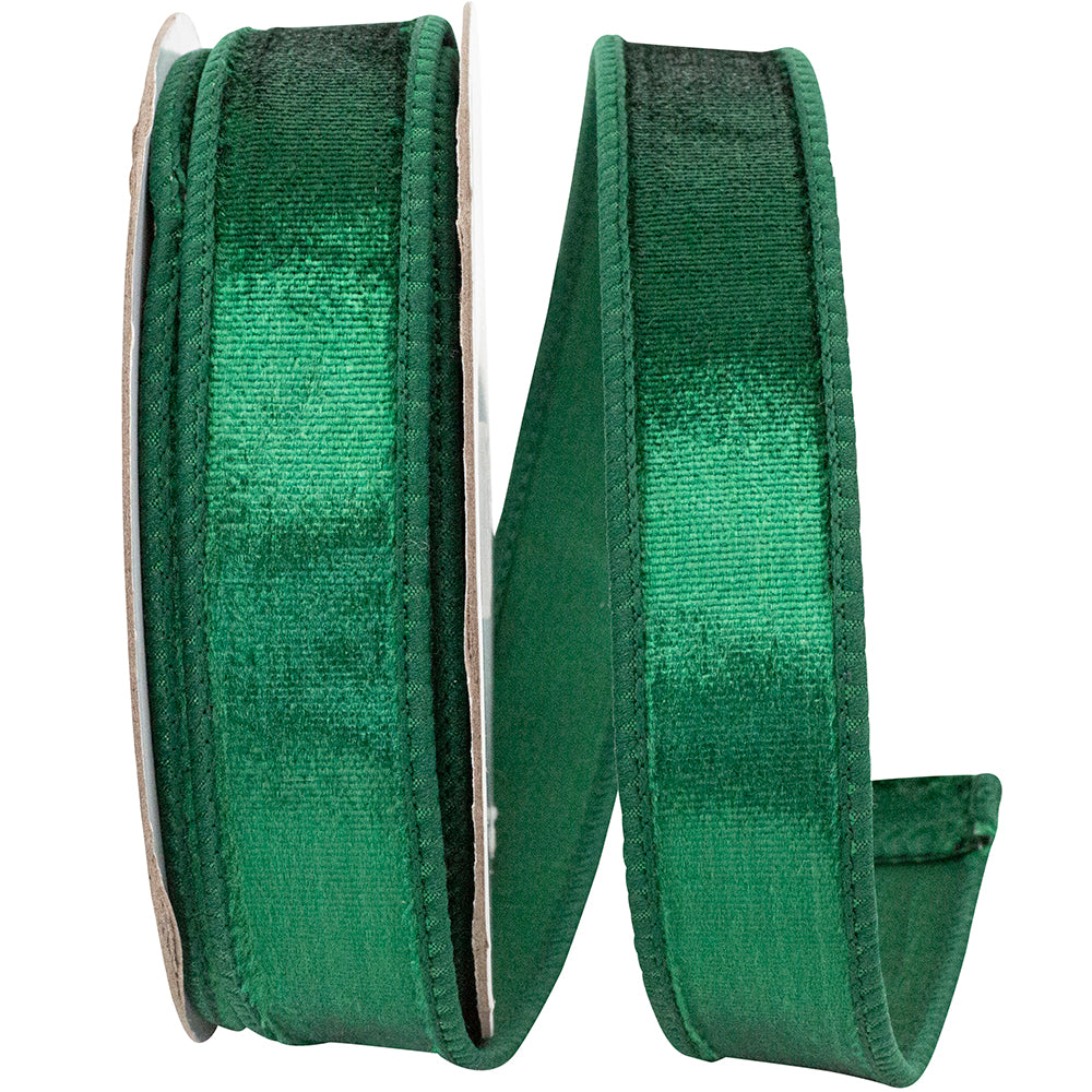 Emerald 1 Inch Designer Plush Velvet Elite Wired Edge Ribbon for Wreaths & Bows