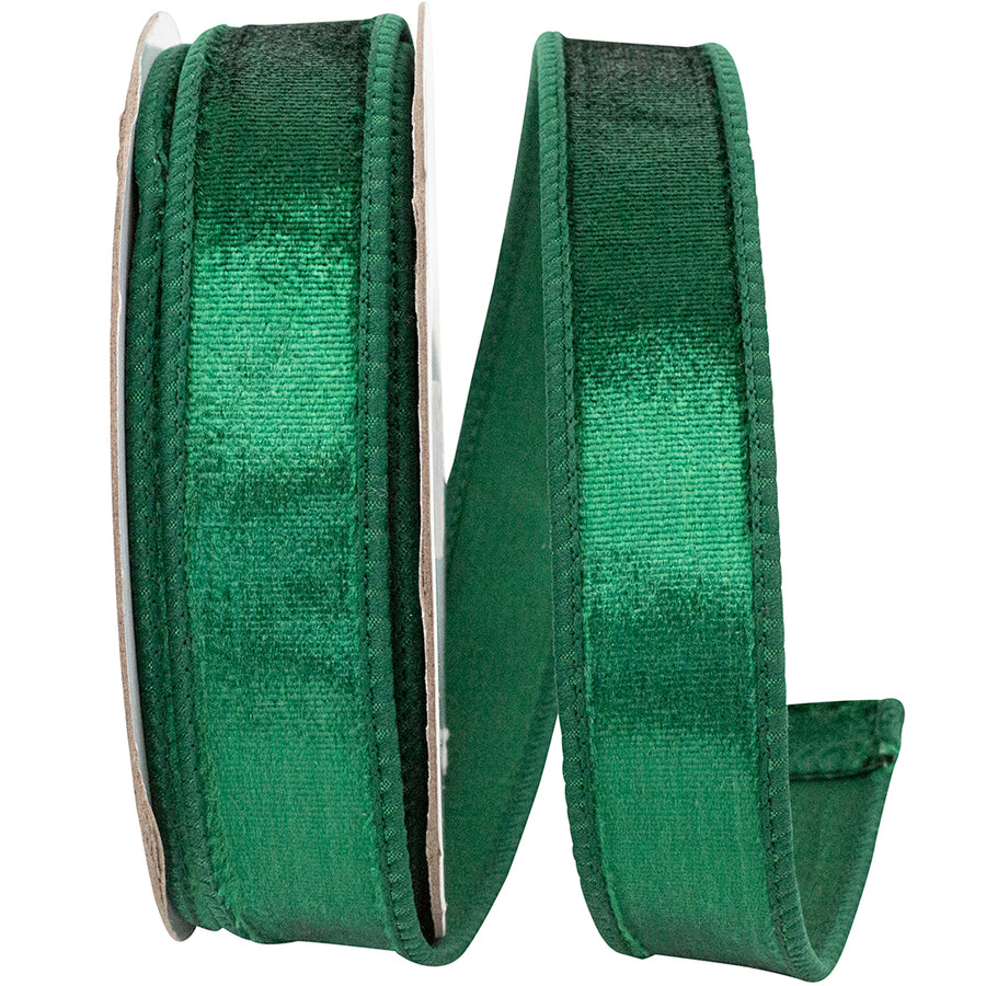 Emerald 1 Inch Designer Plush Velvet Elite Wired Edge Ribbon for Wreaths & Bows