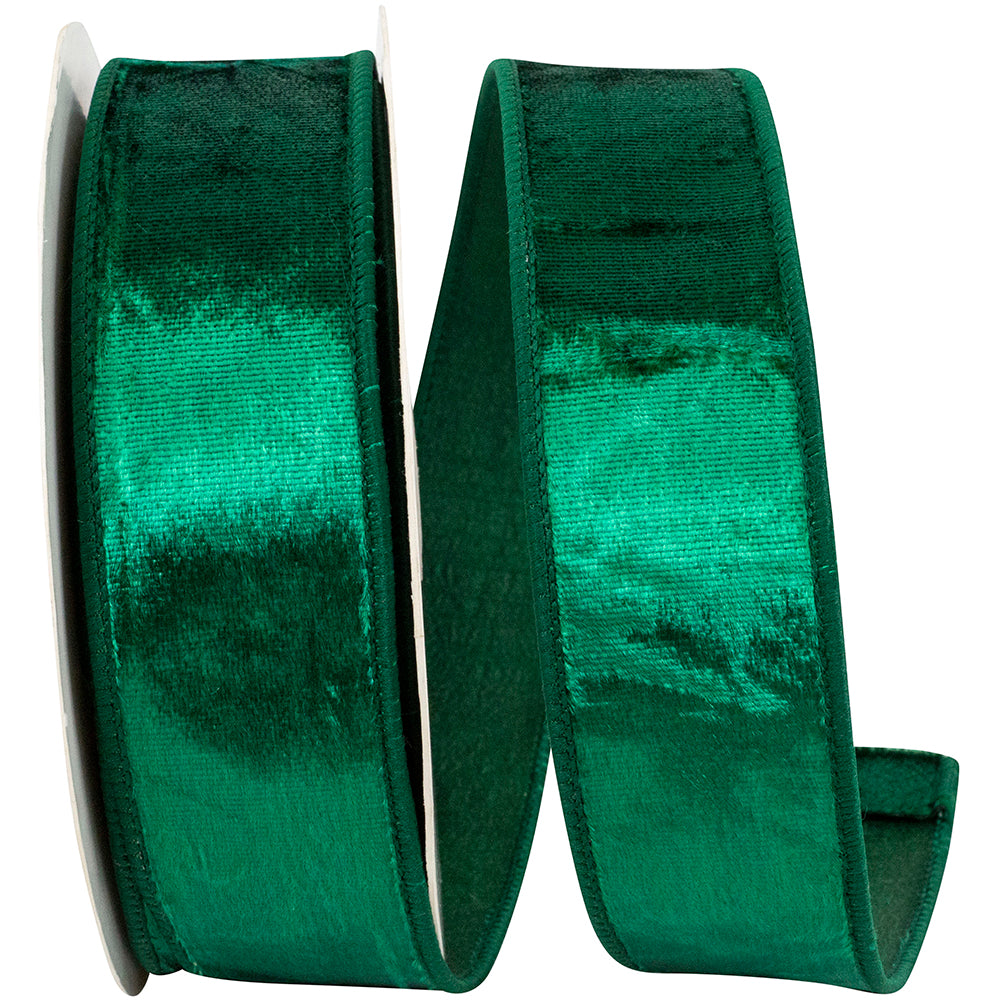Emerald 1-1 2 Inch Designer Plush Velvet Elite Wired Edge Ribbon for Wreaths & Bows