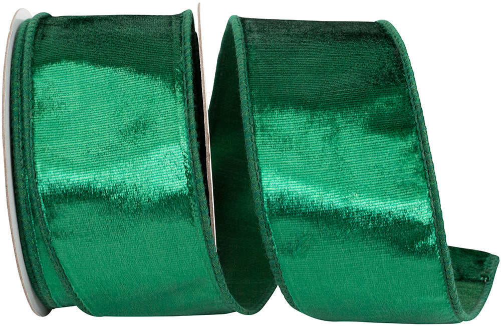 Emerald 2-1 2 Inch Designer Plush Velvet Elite Wired Edge Ribbon for Wreaths & Bows