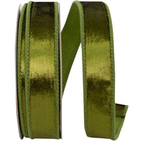 Olive 1 Inch Designer Plush Velvet Elite Wired Edge Ribbon for Wreaths & Bows
