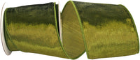 Olive 4 Inch Designer Plush Velvet Elite Wired Edge Ribbon for Wreaths & Bows