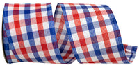 Multi 2-1 2 Inch Check Americana Wired Edge Ribbon Rd for Wreaths & Bows