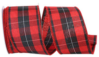 Red Black 2-1 2 Inch Mountain Buffalo Check Wired Edge Ribbon for Wreaths & Bows