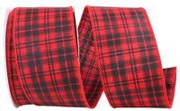 Buffalo Mini Plaid Wired Edge Ribbon Red Black 2-1/2 Inch