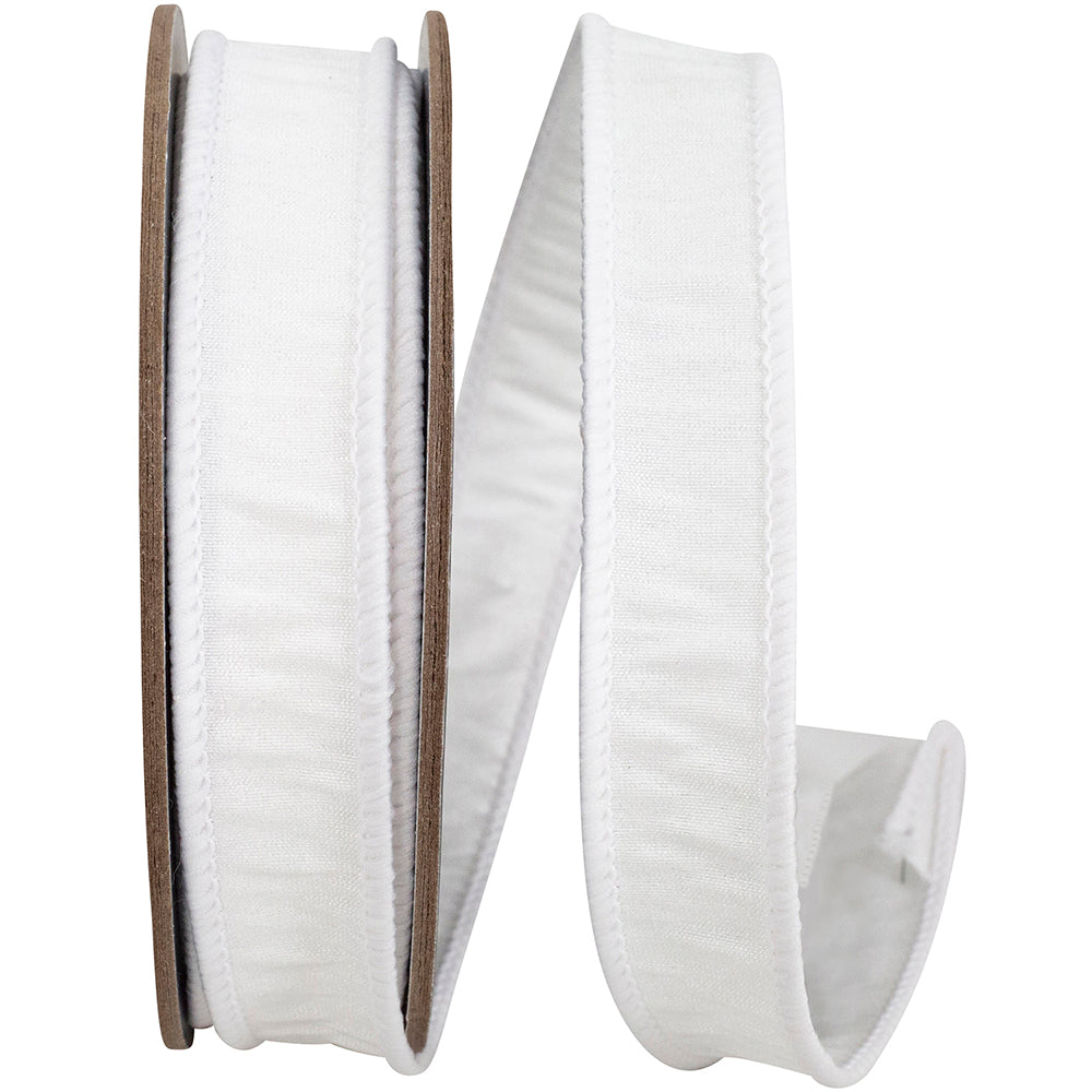 White 7 8 Inch Dupioni Wired Edge Ribbon for Wreaths & Bows