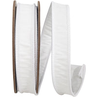 White 7 8 Inch Dupioni Wired Edge Ribbon for Wreaths & Bows