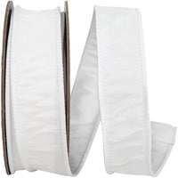 White 1-1 2 Inch Dupioni Wired Edge Ribbon for Wreaths & Bows