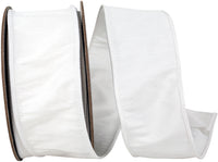 White 2-1 2 Inch Dupioni Wired Edge Ribbon for Wreaths & Bows