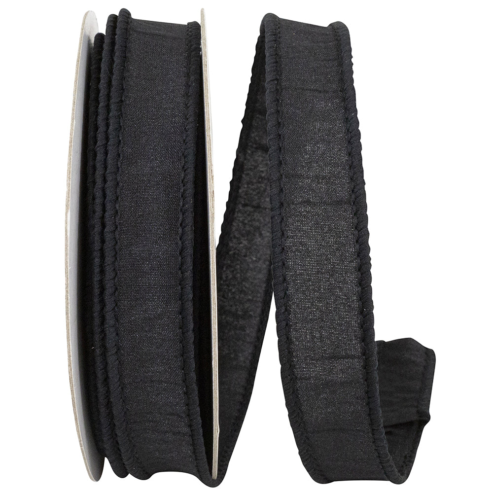 Black 7 8 Inch Dupioni Wired Edge Ribbon for Wreaths & Bows