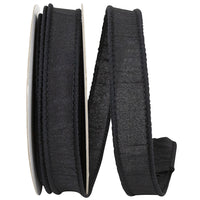 Black 7 8 Inch Dupioni Wired Edge Ribbon for Wreaths & Bows