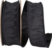 Black 1-1 2 Inch Dupioni Wired Edge Ribbon for Wreaths & Bows