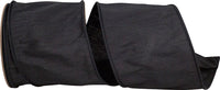 Black 4 Inch Dupioni Wired Edge Ribbon for Wreaths & Bows
