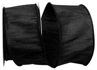 Black 2-1 2 Inch Dupioni Wired Edge Ribbon for Wreaths & Bows