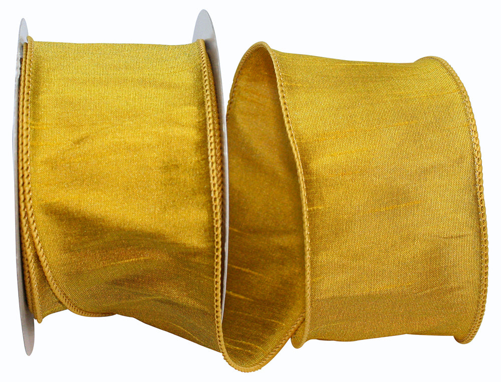 Gold 2-1 2 Inch Dupioni Wired Edge Ribbon for Wreaths & Bows