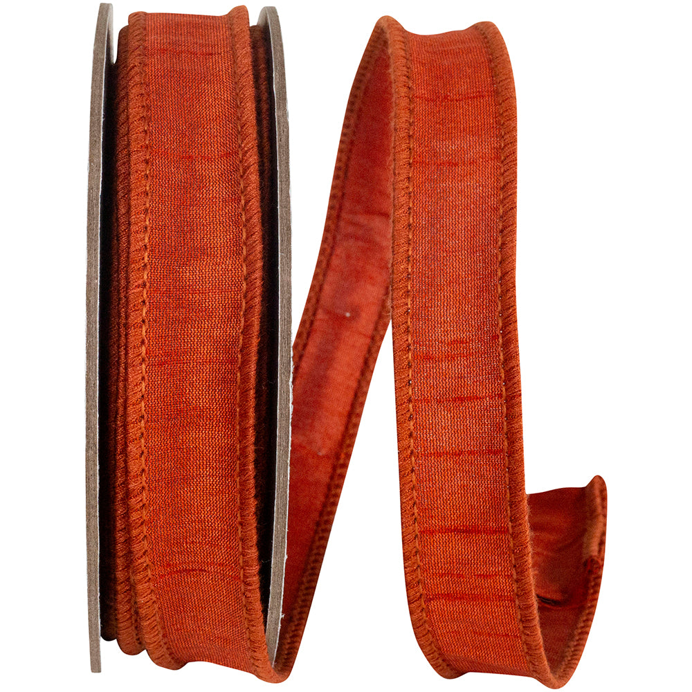 Rust 7 8 Inch Dupioni Wired Edge Ribbon for Wreaths & Bows