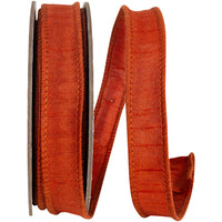 Rust 7 8 Inch Dupioni Wired Edge Ribbon for Wreaths & Bows