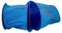 Blue 4 Inch Dupioni Wired Edge Ribbon for Wreaths & Bows