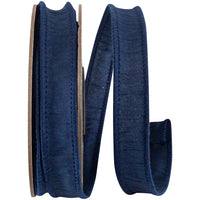 Navy 7 8 Inch Dupioni Wired Edge Ribbon for Wreaths & Bows