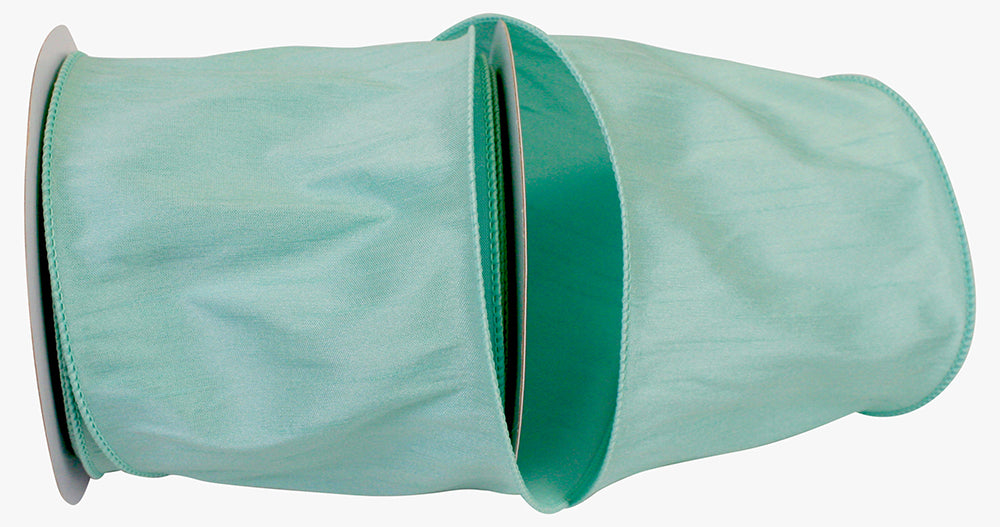 Mint 4 Inch Dupioni Wired Edge Ribbon for Wreaths & Bows