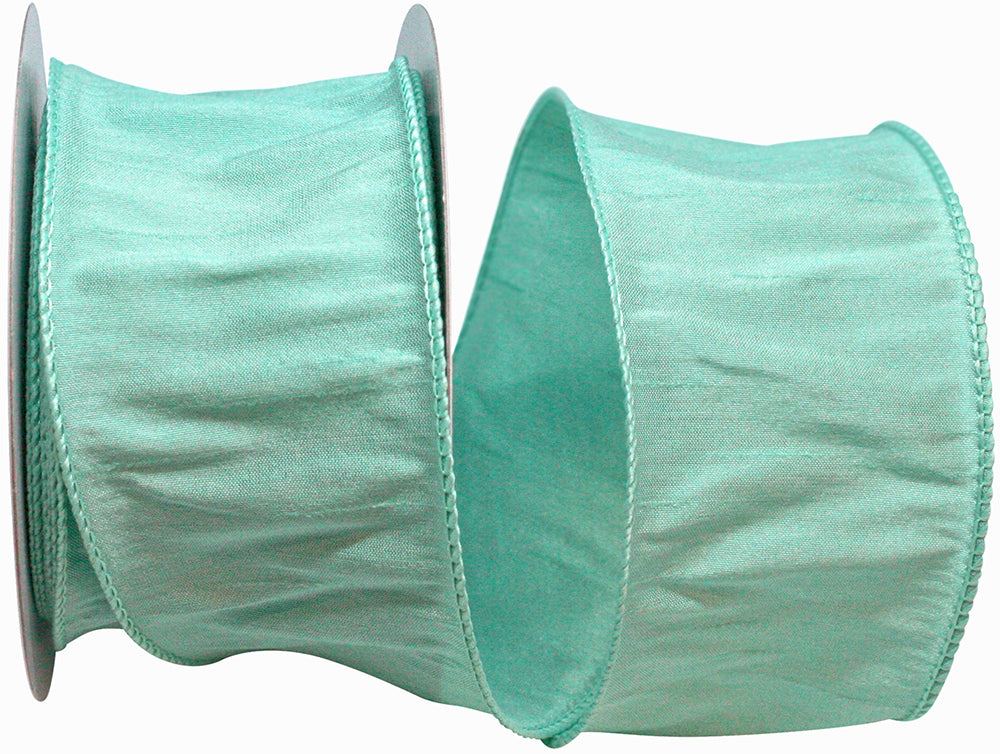 Mint 2-1 2 Inch Dupioni Wired Edge Ribbon for Wreaths & Bows