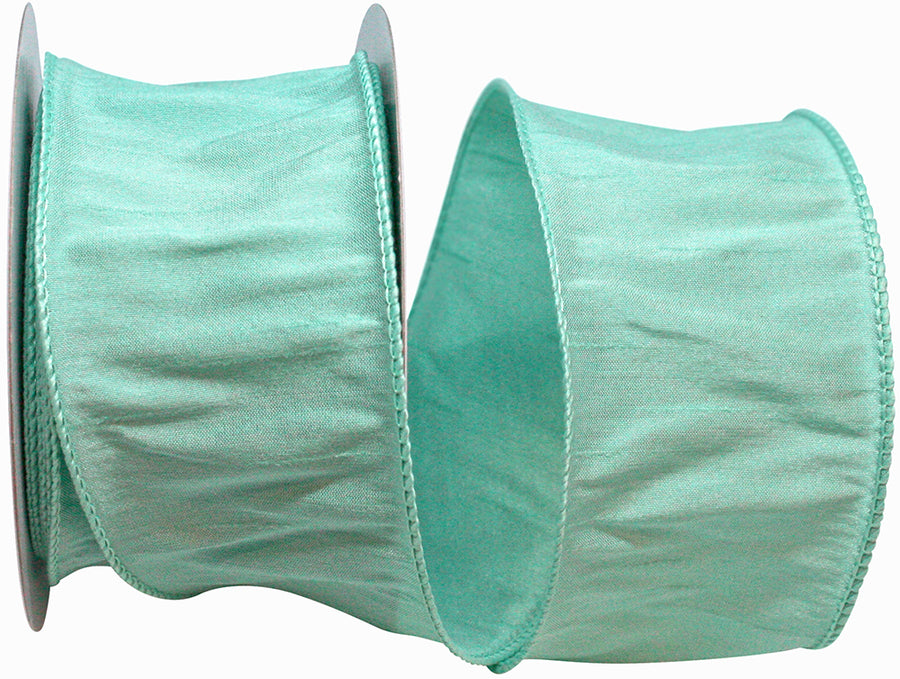 Mint 2-1 2 Inch Dupioni Wired Edge Ribbon for Wreaths & Bows