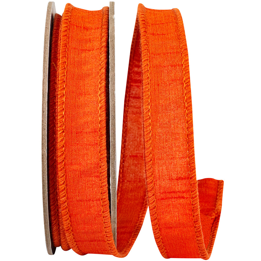 Orange 7 8 Inch Dupioni Wired Edge Ribbon for Wreaths & Bows