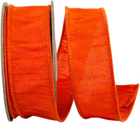 Orange 1-1 2 Inch Dupioni Wired Edge Ribbon for Wreaths & Bows