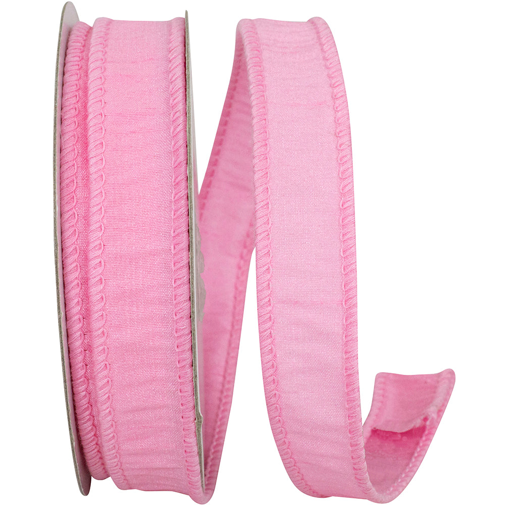 Pink 7 8 Inch Dupioni Wired Edge Ribbon for Wreaths & Bows