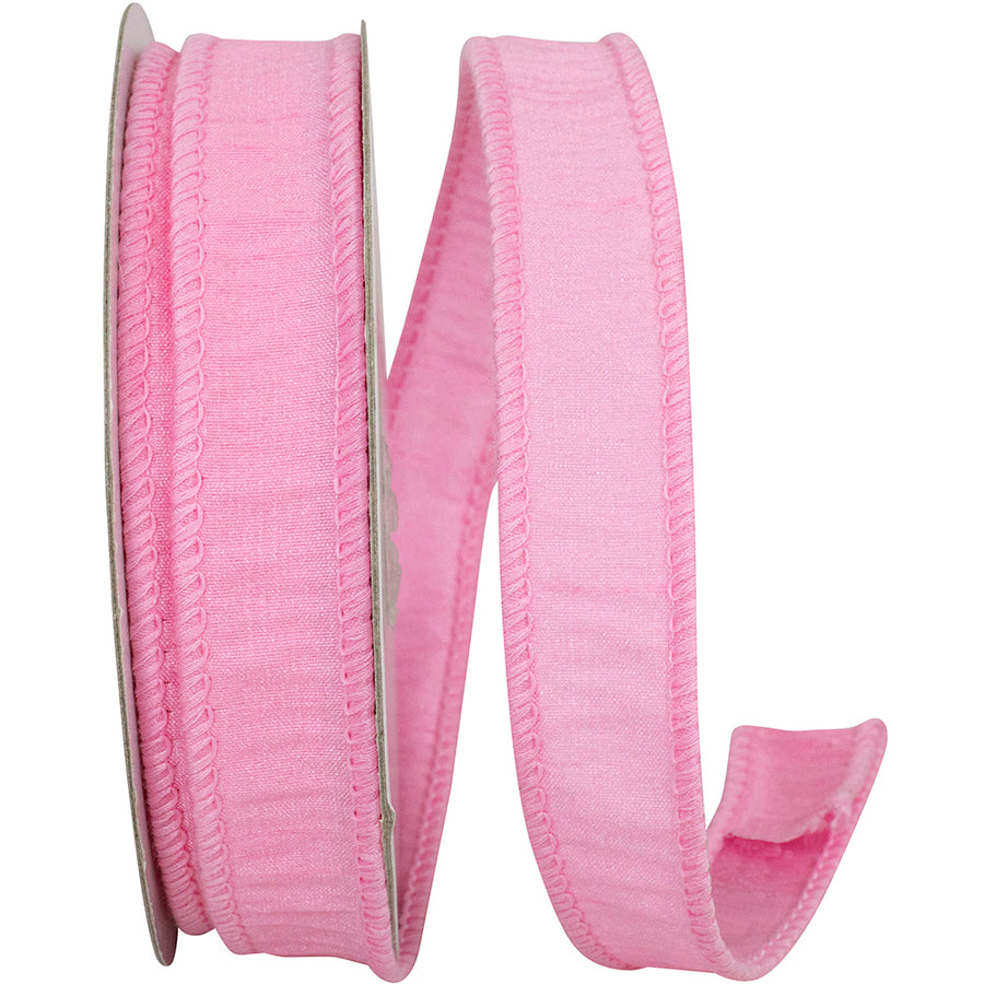 Pink 7 8 Inch Dupioni Wired Edge Ribbon for Wreaths & Bows