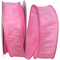 Pink 1-1 2 Inch Dupioni Wired Edge Ribbon for Wreaths & Bows