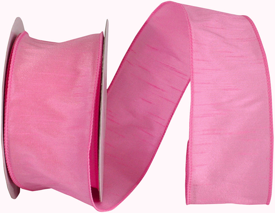 Pink 2-1 2 Inch Dupioni Wired Edge Ribbon for Wreaths & Bows