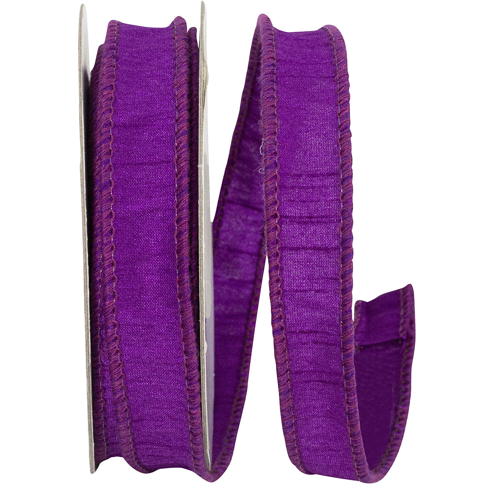 Purple 7 8 Inch Dupioni Wired Edge Ribbon for Wreaths & Bows