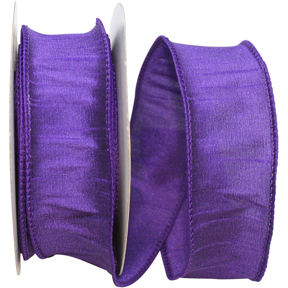 Purple 1-1 2 Inch Dupioni Wired Edge Ribbon for Wreaths & Bows