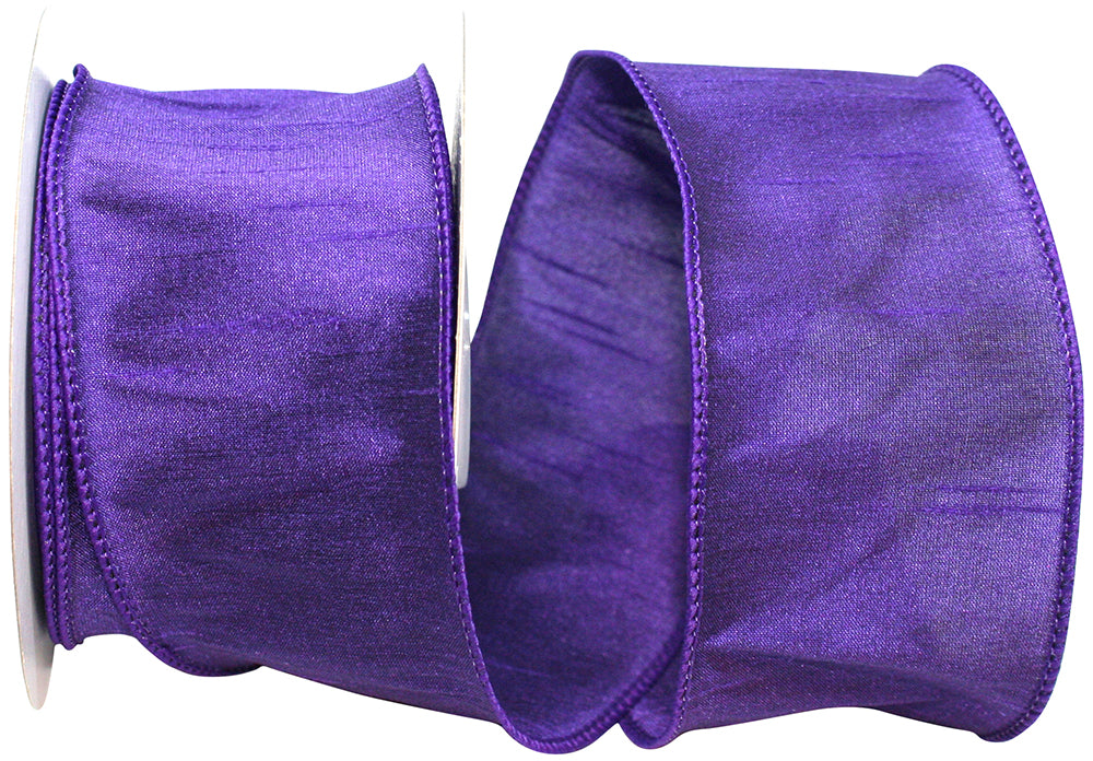 Purple 2-1 2 Inch Dupioni Wired Edge Ribbon for Wreaths & Bows