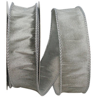 Silver 1-1 2 Inch Dupioni Wired Edge Ribbon for Wreaths & Bows