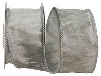 Silver 2-1 2 Inch Dupioni Wired Edge Ribbon for Wreaths & Bows