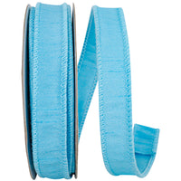 Aqua Dupioni Wired Edge Ribbon 7/8 Inch for Wreaths